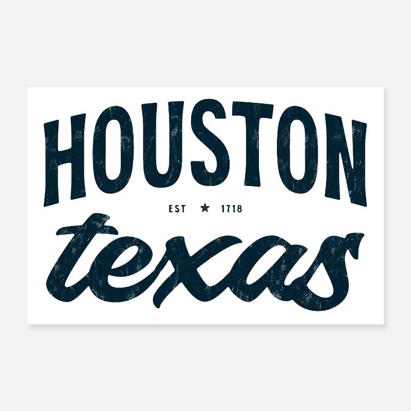 Houston Texas Script Emblem Tee Poster 30x20 cm