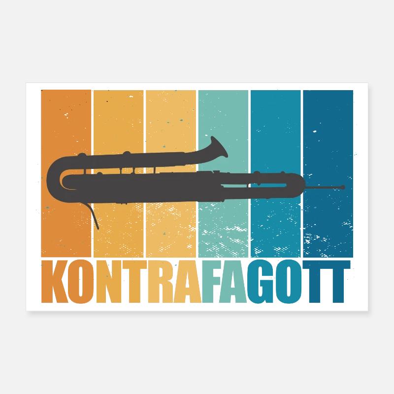 Kontrafagott Vintage Retro Instrument Geschenk Poster 30x20 cm