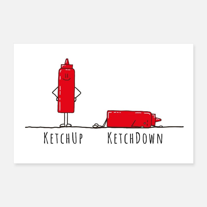 Ketchup - Ketchdown, pun Poster 12" x 8" (30x20 cm)