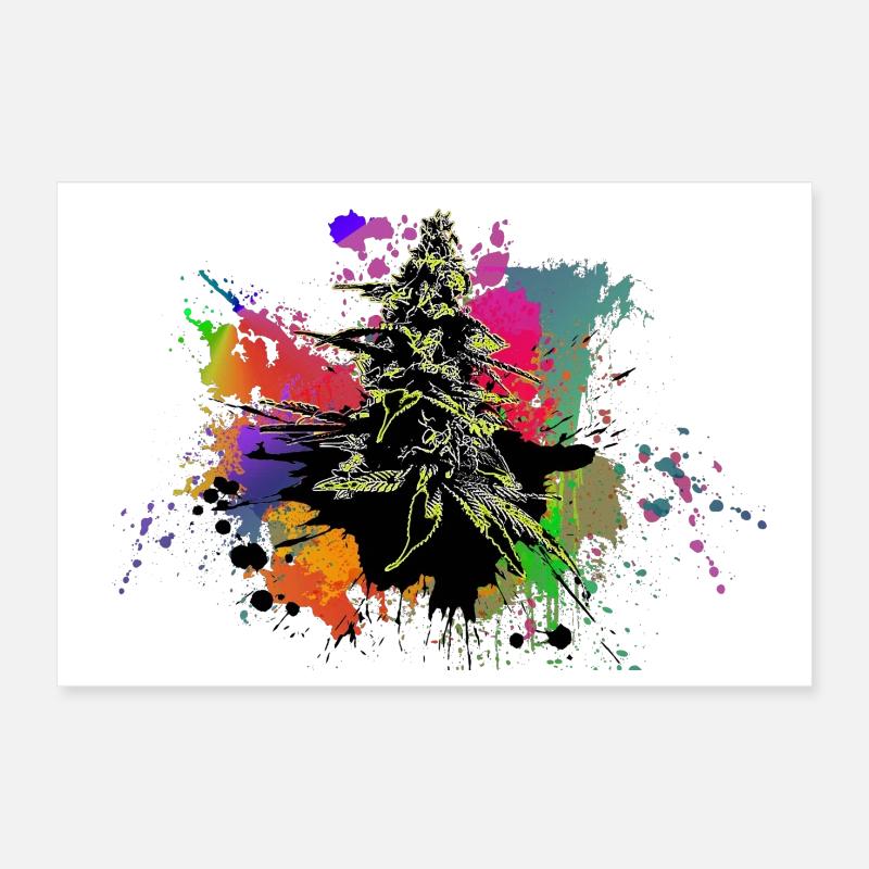 Farbspritzer Cannabis Graffiti Poster 30x20 cm
