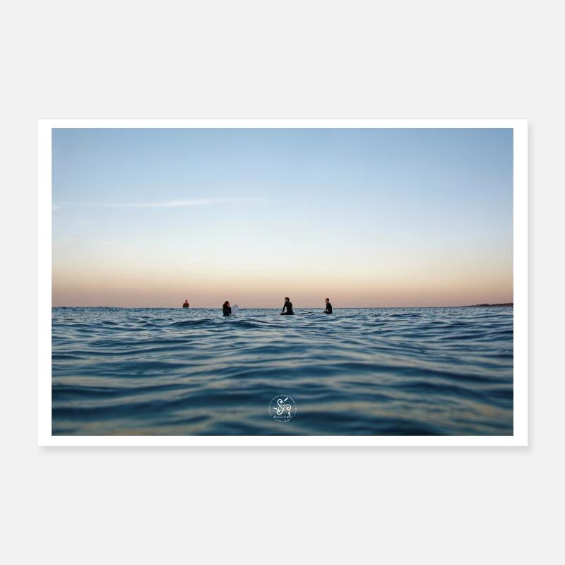 Dämmerung über dem Ozean und Surfern Poster 30x20 cm