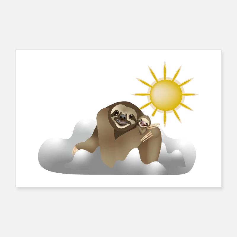 Sloth Clouds Poster 12" x 8" (30x20 cm)