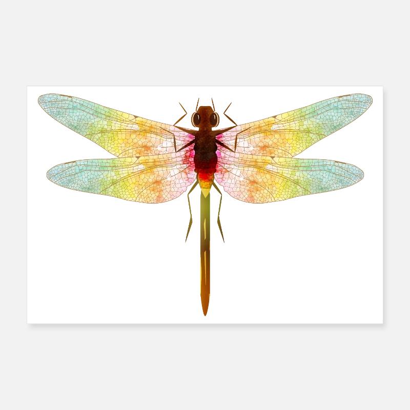 Libellule irisée – motif insecte en filigrane Poster 30 x 20 cm