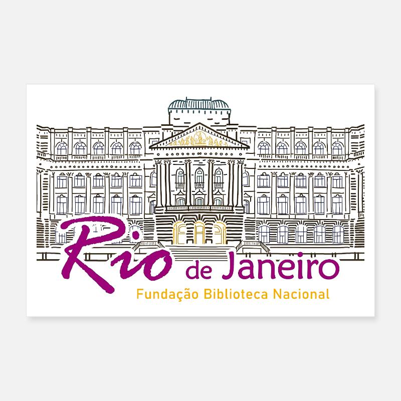 Rio de Janeiro, Brésil Bibliothèque de dessin à la main Poster 30 x 20 cm