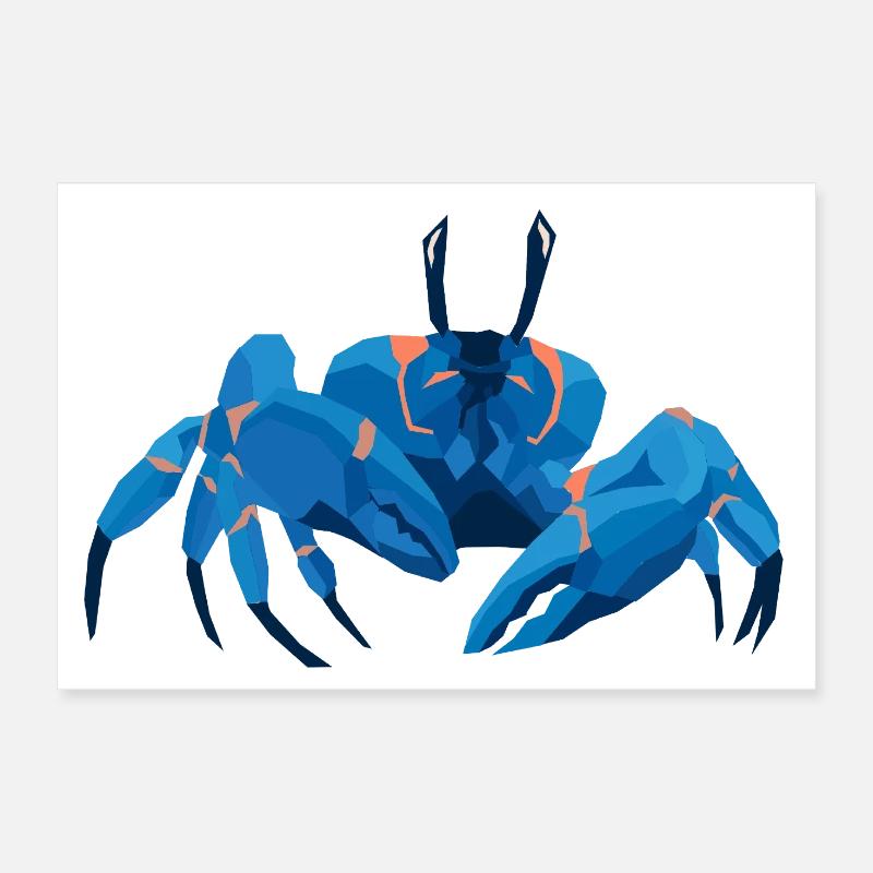 Blaue Krabbe Polygonaler Stil Poster 30x20 cm