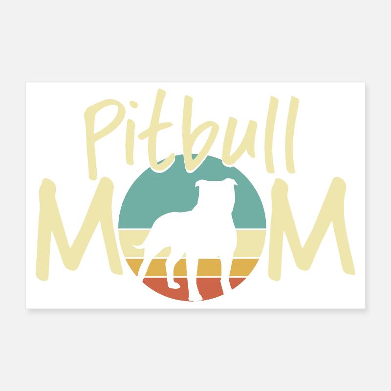 Pitbull MOM Sunset Silhouette Design Poster 30 x 20 cm