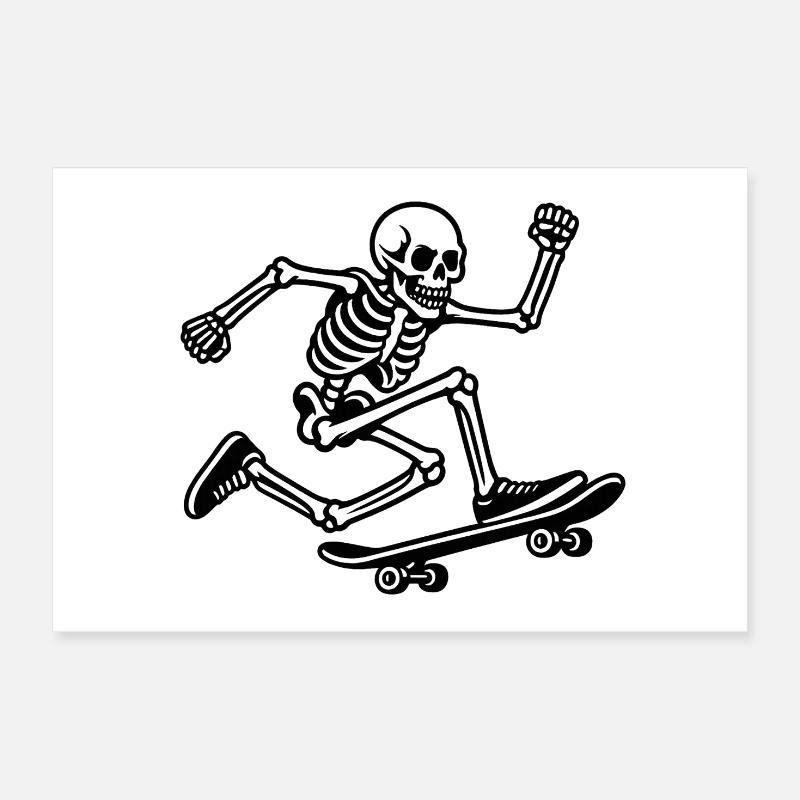 Skateboard skeleton in motion Poster 12" x 8" (30x20 cm)