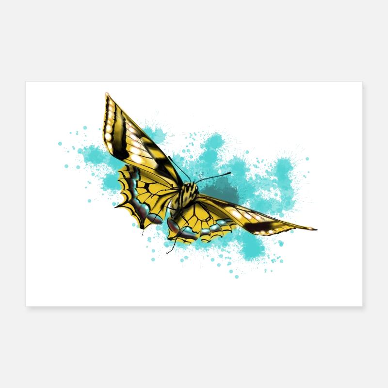 Éclaboussure de papillon jaune Poster 30 x 20 cm