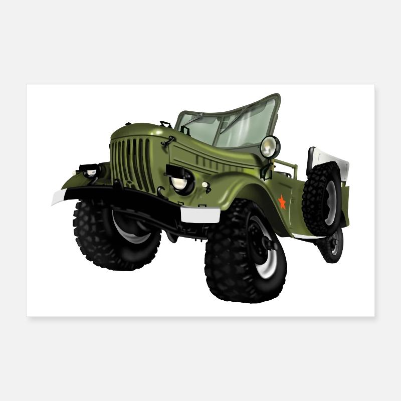 Impression de voiture tout-terrain vert olive - Poster 30 x 20 cm - blanc