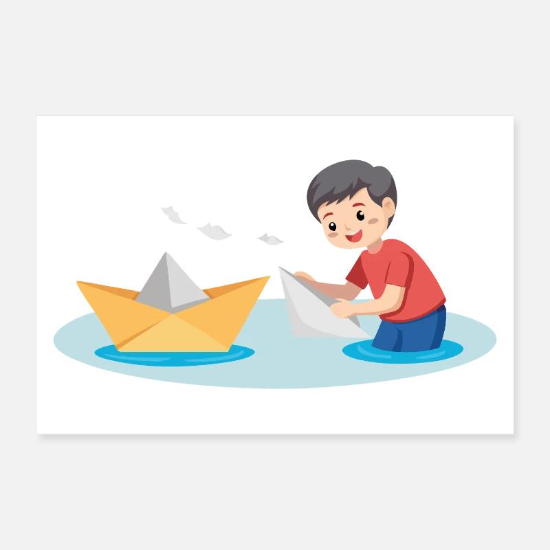 Jeu de bateau en papier Poster 30 x 20 cm