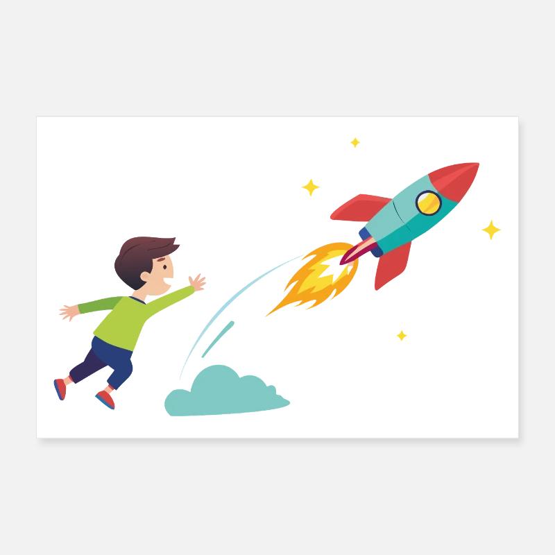 Kid Rocket Launch Abenteuer Poster 30x20 cm