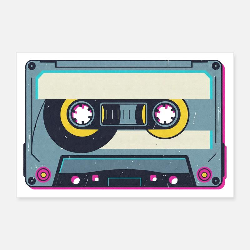 Retro Cassette Poster 12" x 8" (30x20 cm)