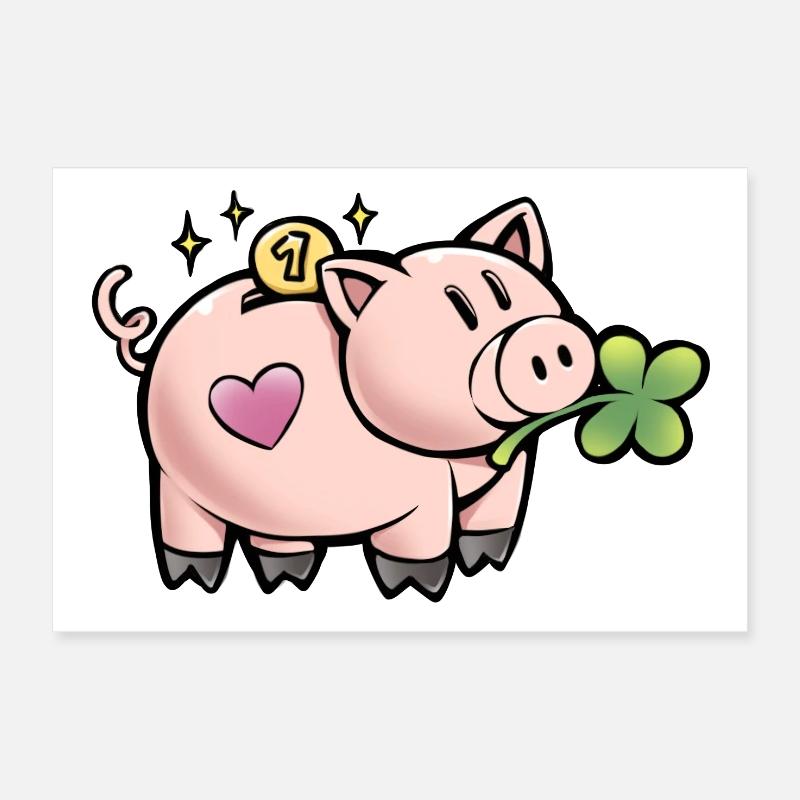 Süßes Sparschwein - Poster 30x20 cm - Weiß