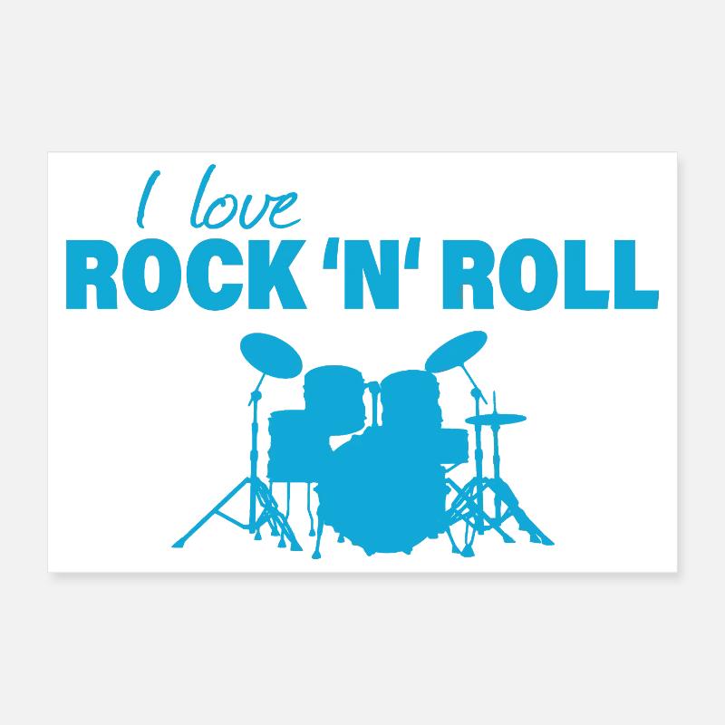 ROCK AND ROLL - Poster 30x20 cm - Weiß