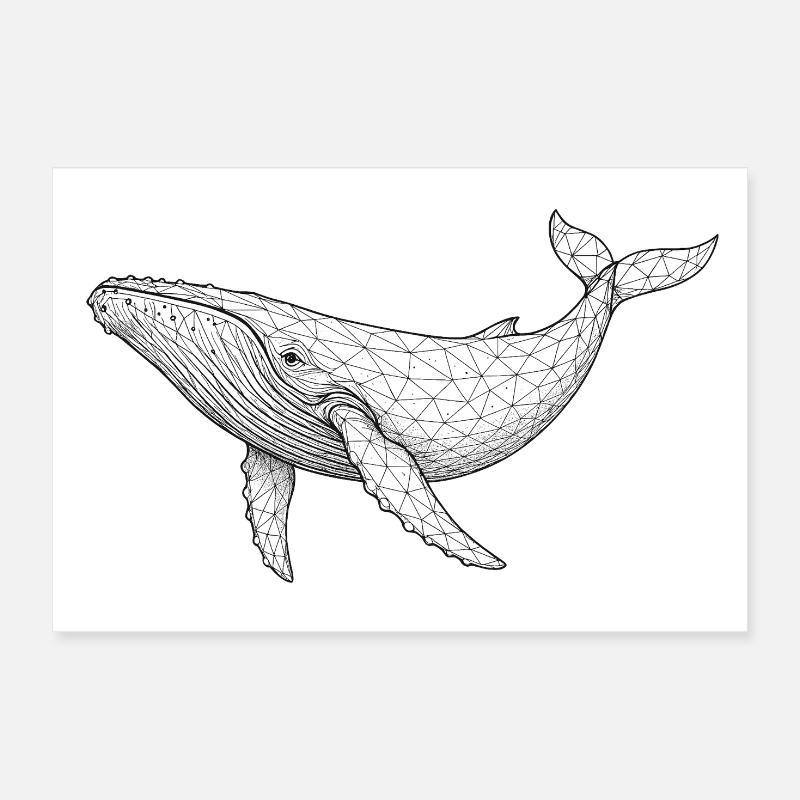 Geometrischer Wal Polygon Poster 30x20 cm