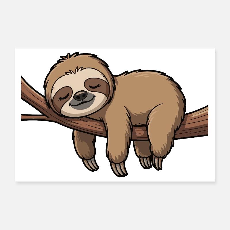 Sleeping sloth on branch Poster 12" x 8" (30x20 cm)