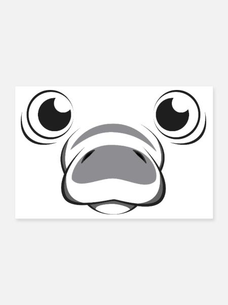 Manatee Face Kawaii Lazy Funny Face Kid Costume - Poster 12" x 8" (30x20 cm) - white - Front