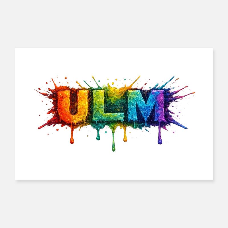 Regenbogenfarben ULM Schriftzug Poster 30x20 cm