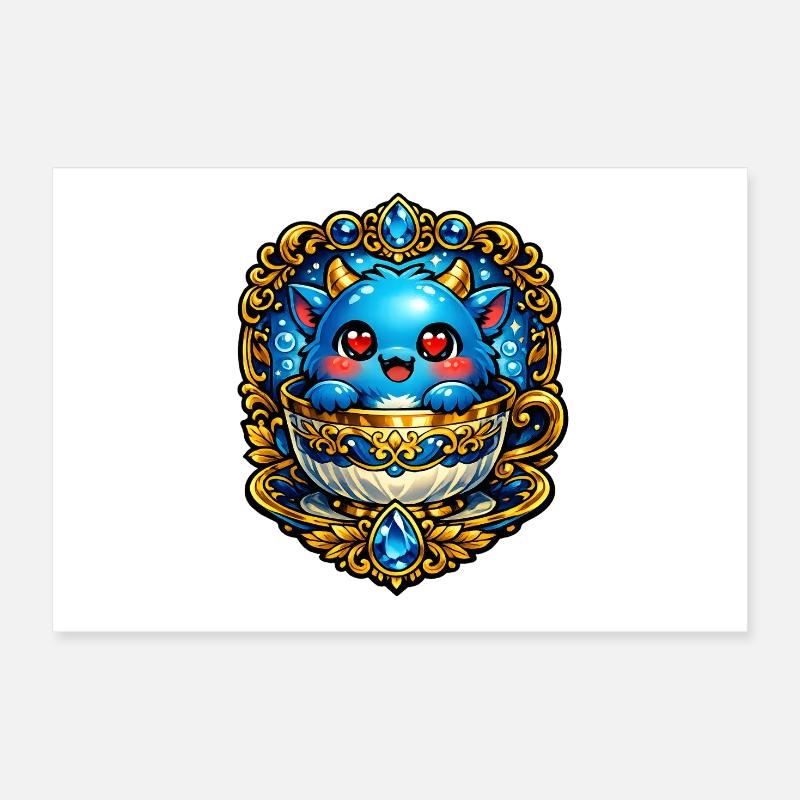 Little Blue Tea Copper Dragon Poster 12" x 8" (30x20 cm)