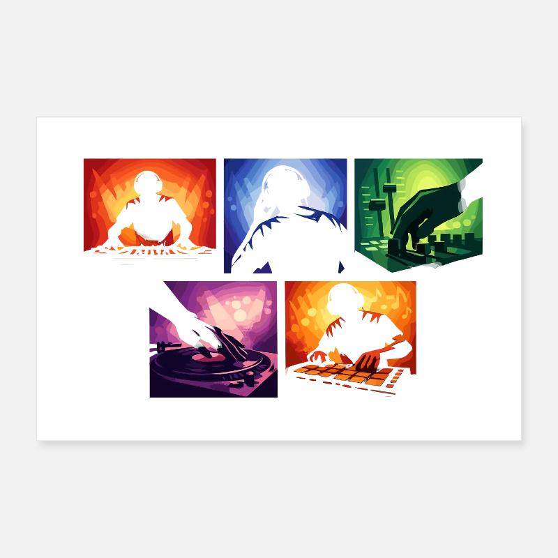 Light Silhouettes DJ Set Collage Poster 12" x 8" (30x20 cm)
