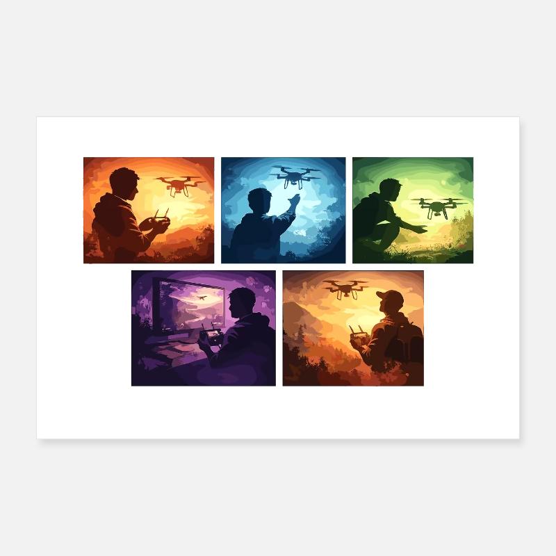 Collage de Coucher de Soleil de Drone Poster 30 x 20 cm