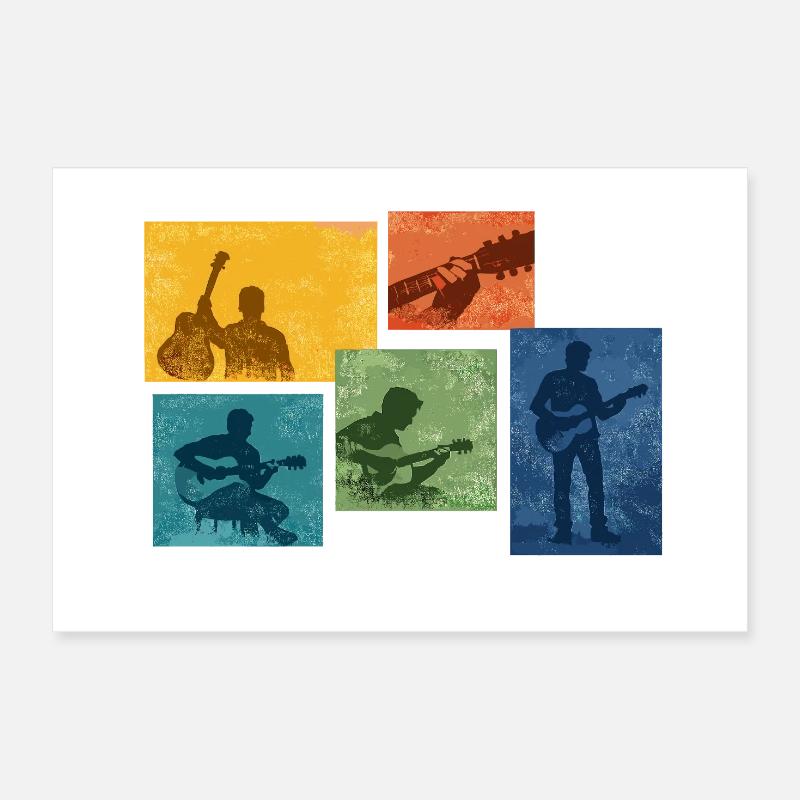 Grunge Guitar Silhouette Poster 12" x 8" (30x20 cm)