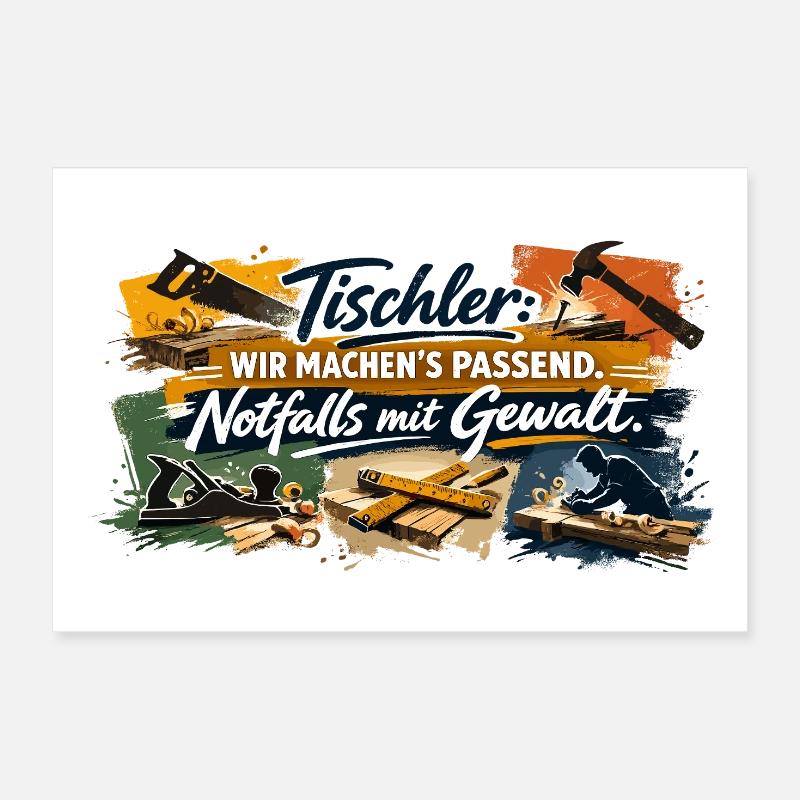 Tischler Spruch: Wir machen's passend Poster 30x20 cm