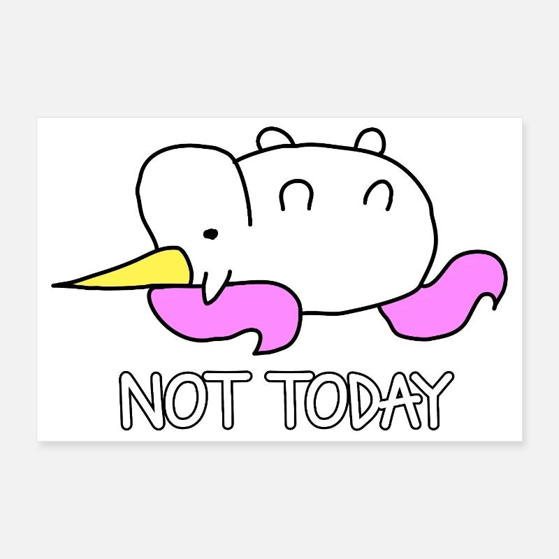 Faules Einhorn Not Today Spruch Poster 30x20 cm