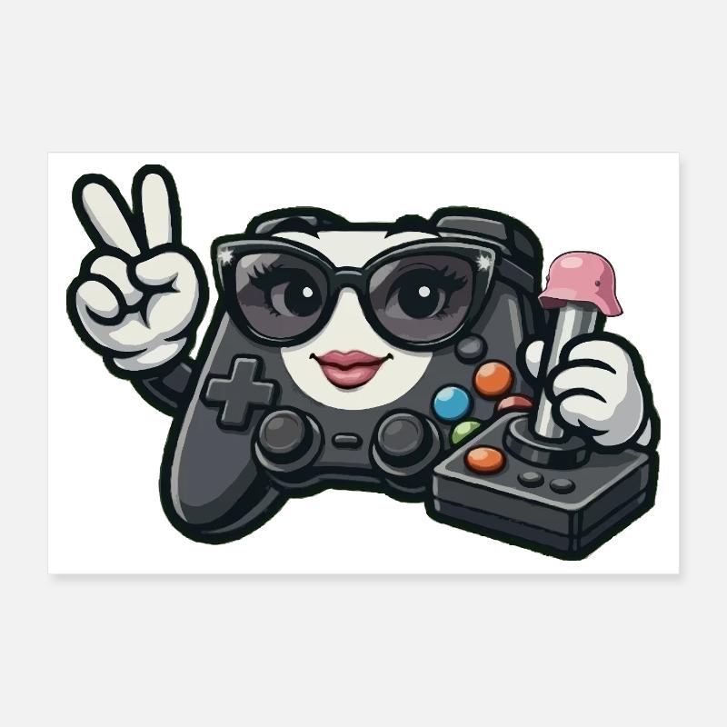 Kawaii WWII Game Controller Poster 12" x 8" (30x20 cm)