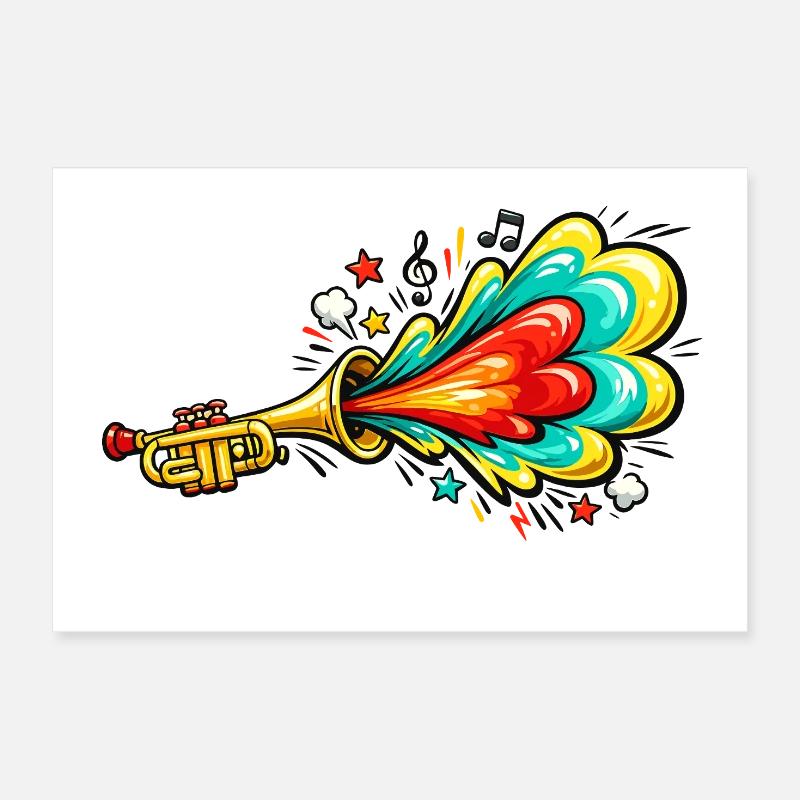 Bunte Trompete Farbexplosion Poster 30x20 cm