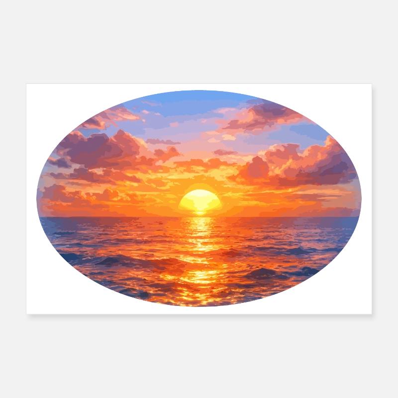 Impression du coucher de soleil sur la mer Poster 30 x 20 cm