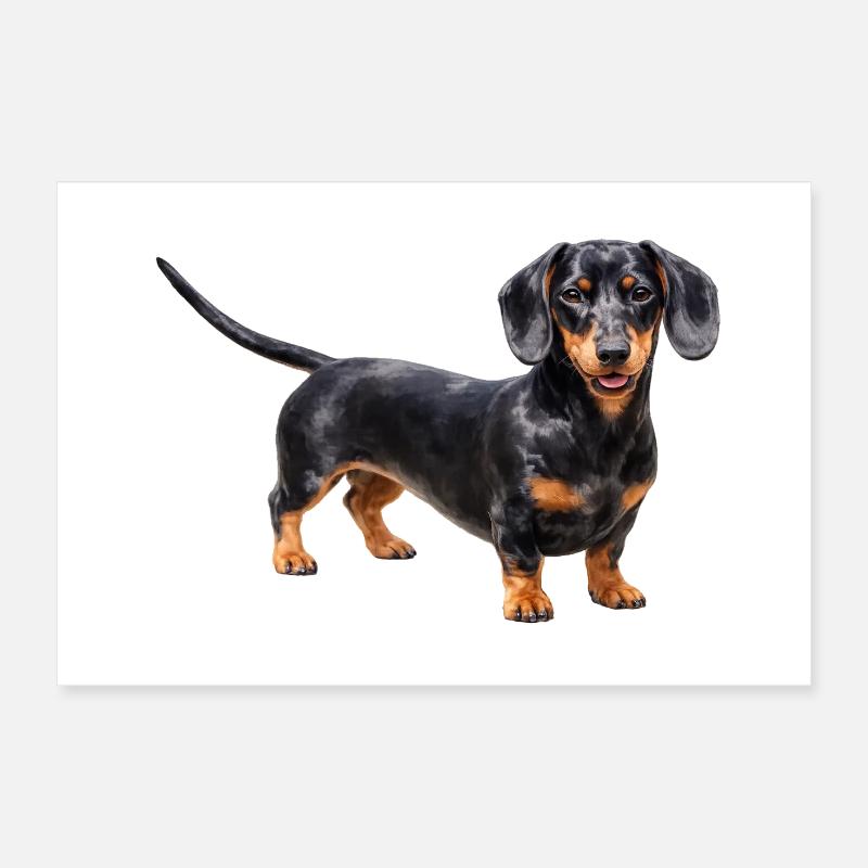 Black dachshund with red accents Poster 12" x 8" (30x20 cm)