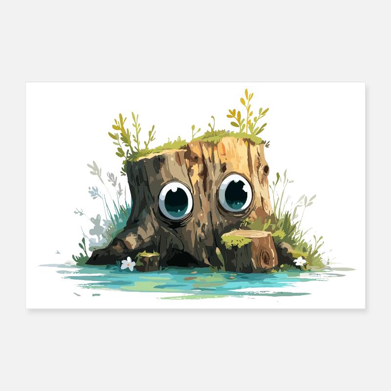 Waldstumpf mit neugierigen Augen Poster 30x20 cm