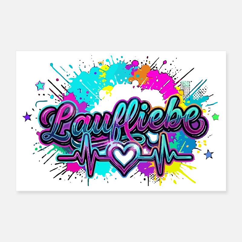 Lauf Liebe Herzschlag Farbexplosion Poster 30x20 cm