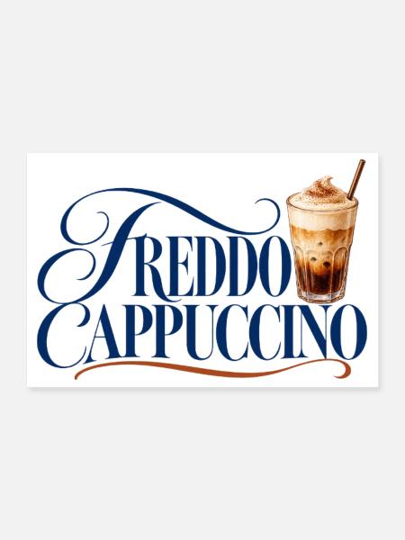 Freddo Cappuccino Schrift mit Eiskaffee - Poster 30x20 cm - Weiß - Vorne