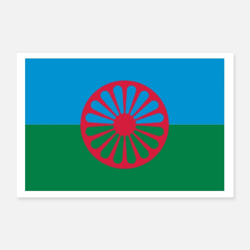 Drapeaux des Roms (V) Poster 30 x 20 cm