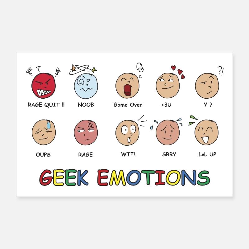 GEEK EMOTIONS - SCHWARZER TEXT Poster 30x20 cm