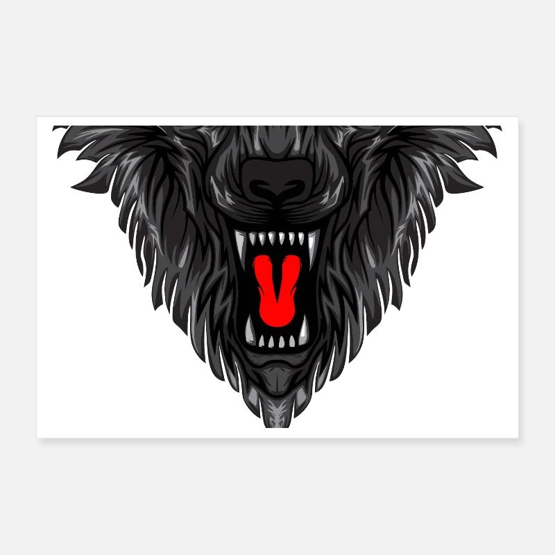 Detaillierter Wolfsgesicht-Print - Poster 30x20 cm - Weiß