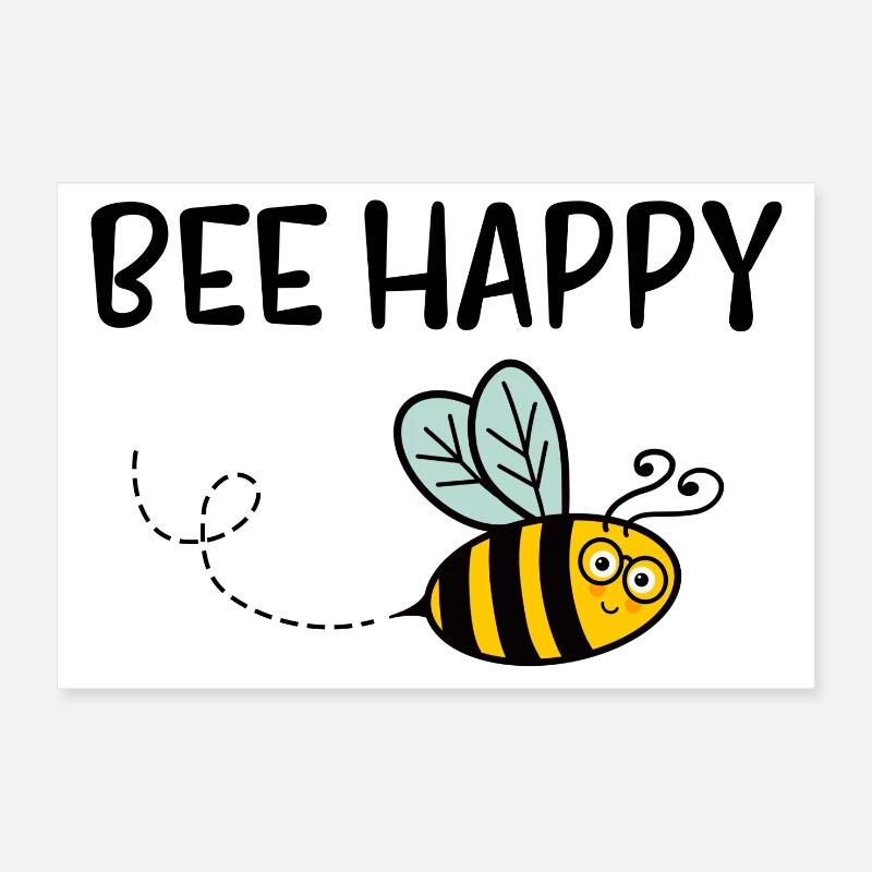 Bee Happy Poster 12" x 8" (30x20 cm)