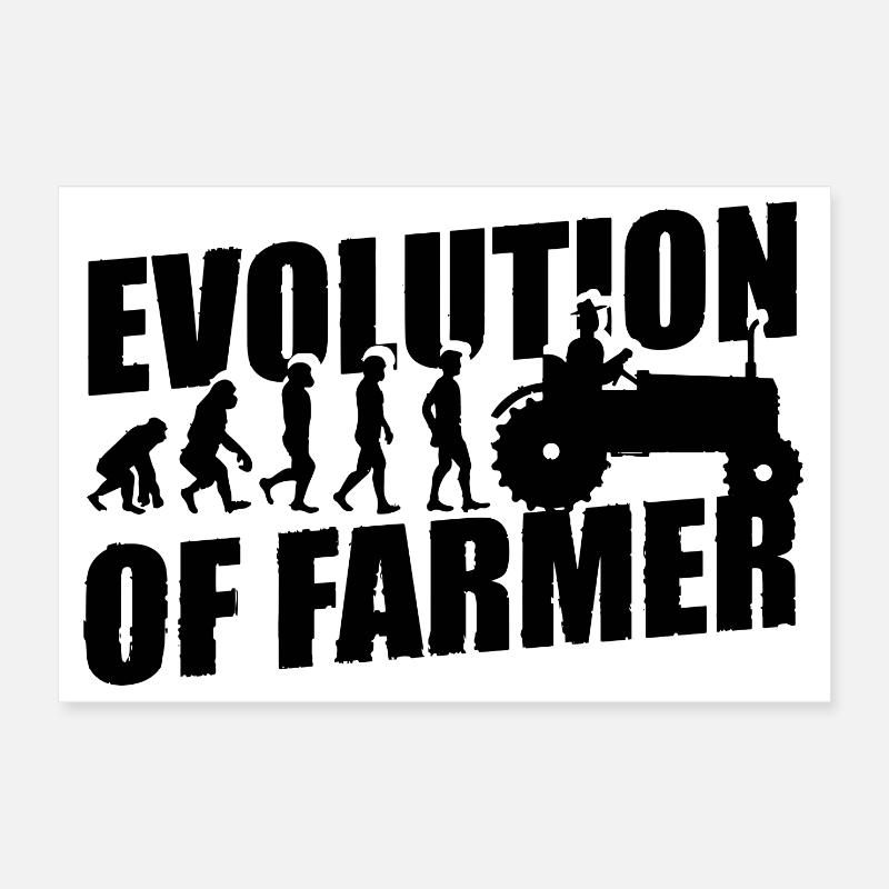 Evolution of the farmer Farmer Tractor Poster 12" x 8" (30x20 cm)