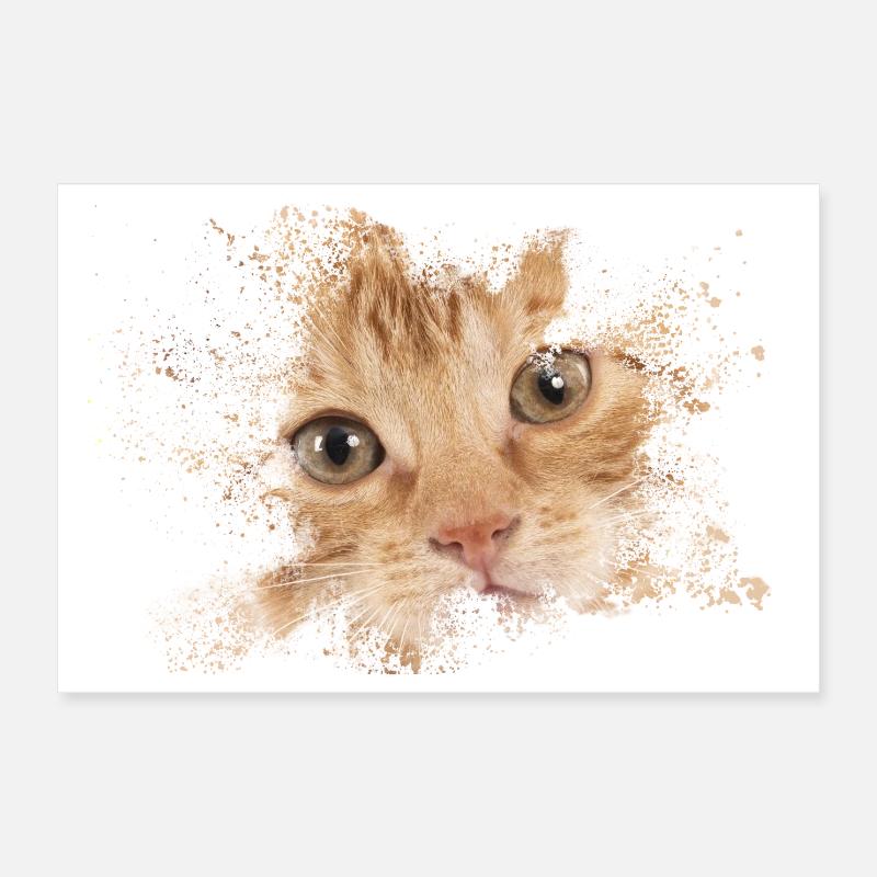 Chat orange avec éclaboussure d’aquarelle Poster 30 x 20 cm