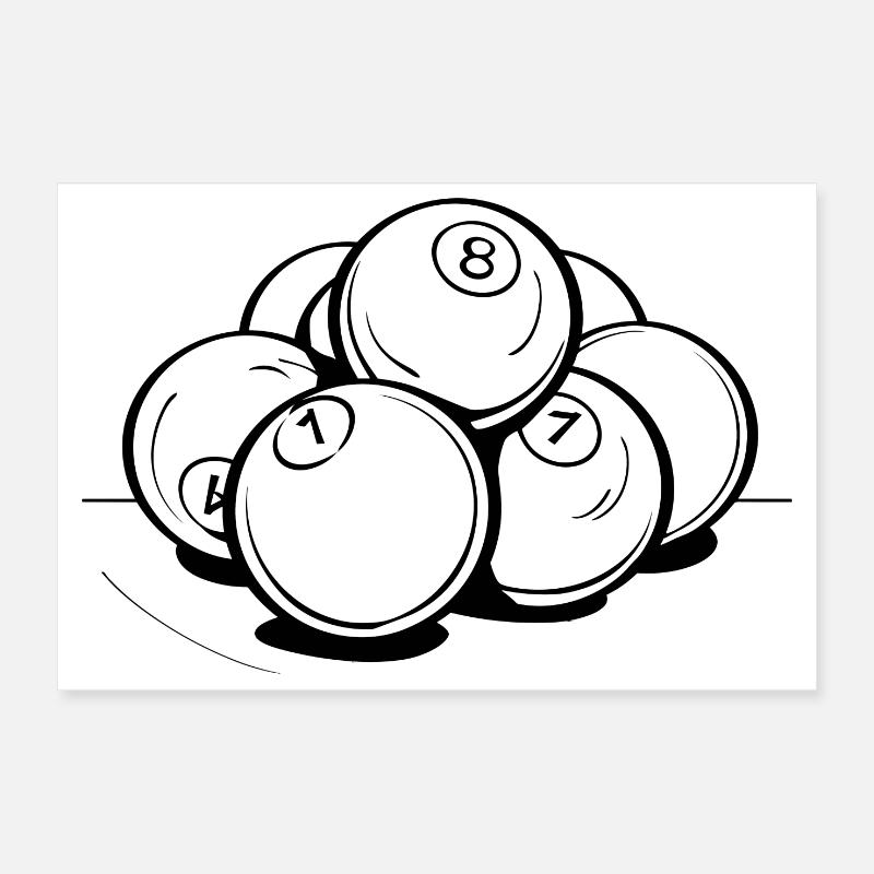 Billardkugeln Zeichnung Poster 30x20 cm