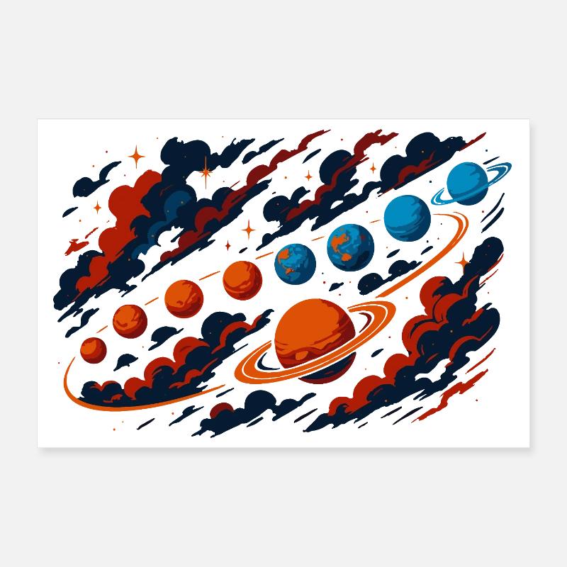 Planets Solar System Universe Fun Astronomical Poster 12" x 8" (30x20 cm)