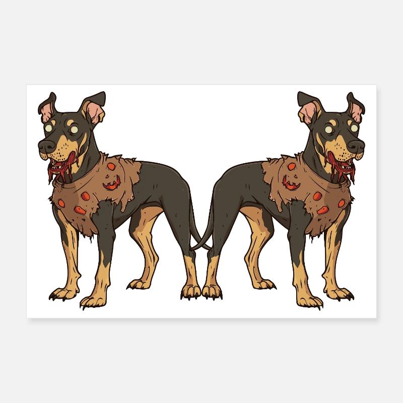 Doberman chien Halloween équipe drôle Poster 30 x 20 cm