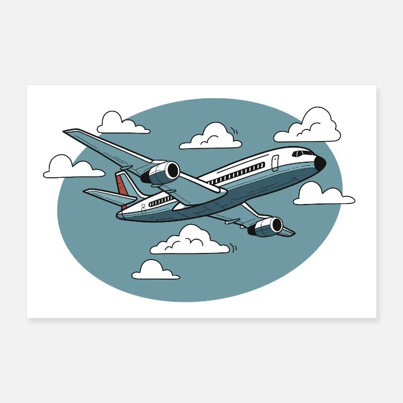 Dessin animé d’aviation dans le ciel bleu Poster 30 x 20 cm