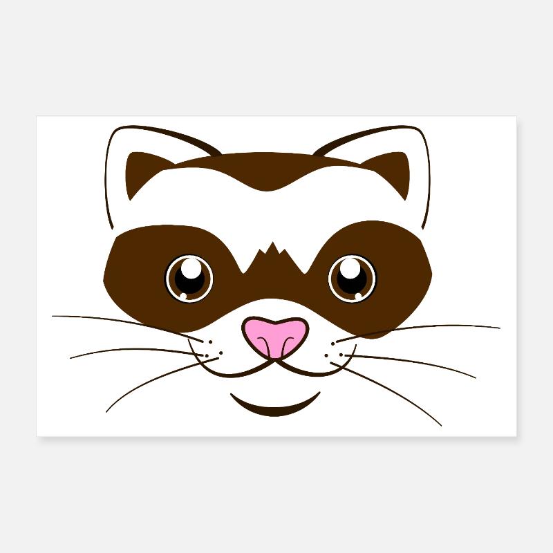 Visage de furet mignon, costume graphique de belette drôle Poster 30 x 20 cm