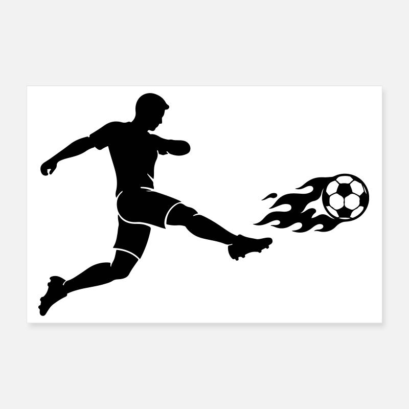 Silhouette d’attaquant de football Poster 30 x 20 cm