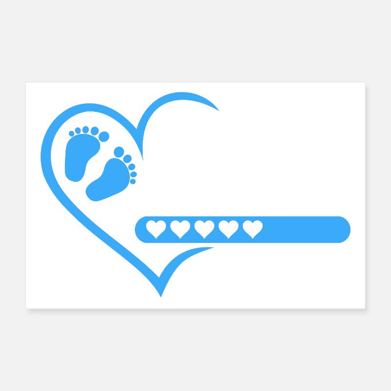 Mama 2027 loading Herz Version Junge blau Poster 30x20 cm