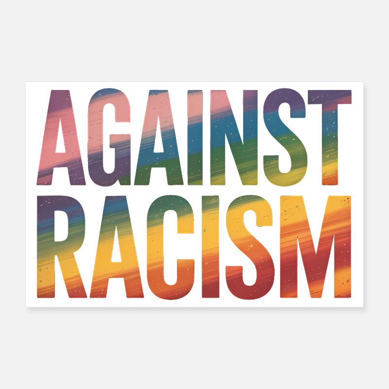 Against Racism - Antifa Rainbow Tee Poster 12" x 8" (30x20 cm)