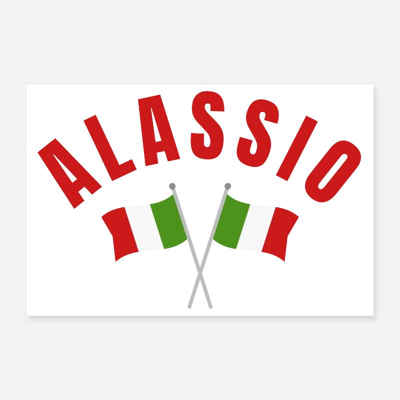 Alassio Drapeaux Italiens Poster 30 x 20 cm
